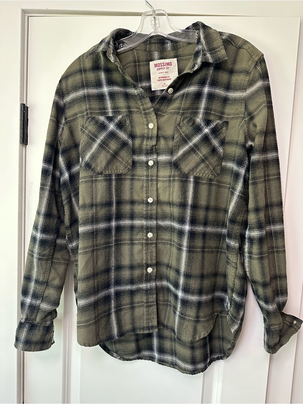 Mossimo Supply Co. women’s Olive Green Plaid Button-Up Shirt